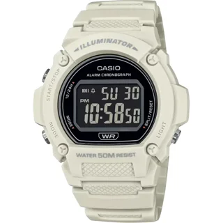 ساعت مچی Casio مدل W-219HC-8b | بند رزینی سفید،صفحه مشکی، دیجیتال | اسپرت و مقاوم