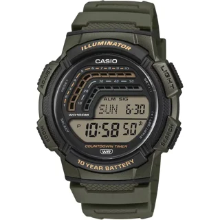 ساعت مچی Casio مدل WS-1800-3A | بند رزینی سبز،صفحه خاکستری، دیجیتال | اسپرت و مقاوم