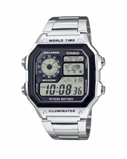 ساعت مچی مردانه Casio مدل AE-1200WHD-1AVDF | بند استیل، دیجیتال | چند زمانه و مقاوم