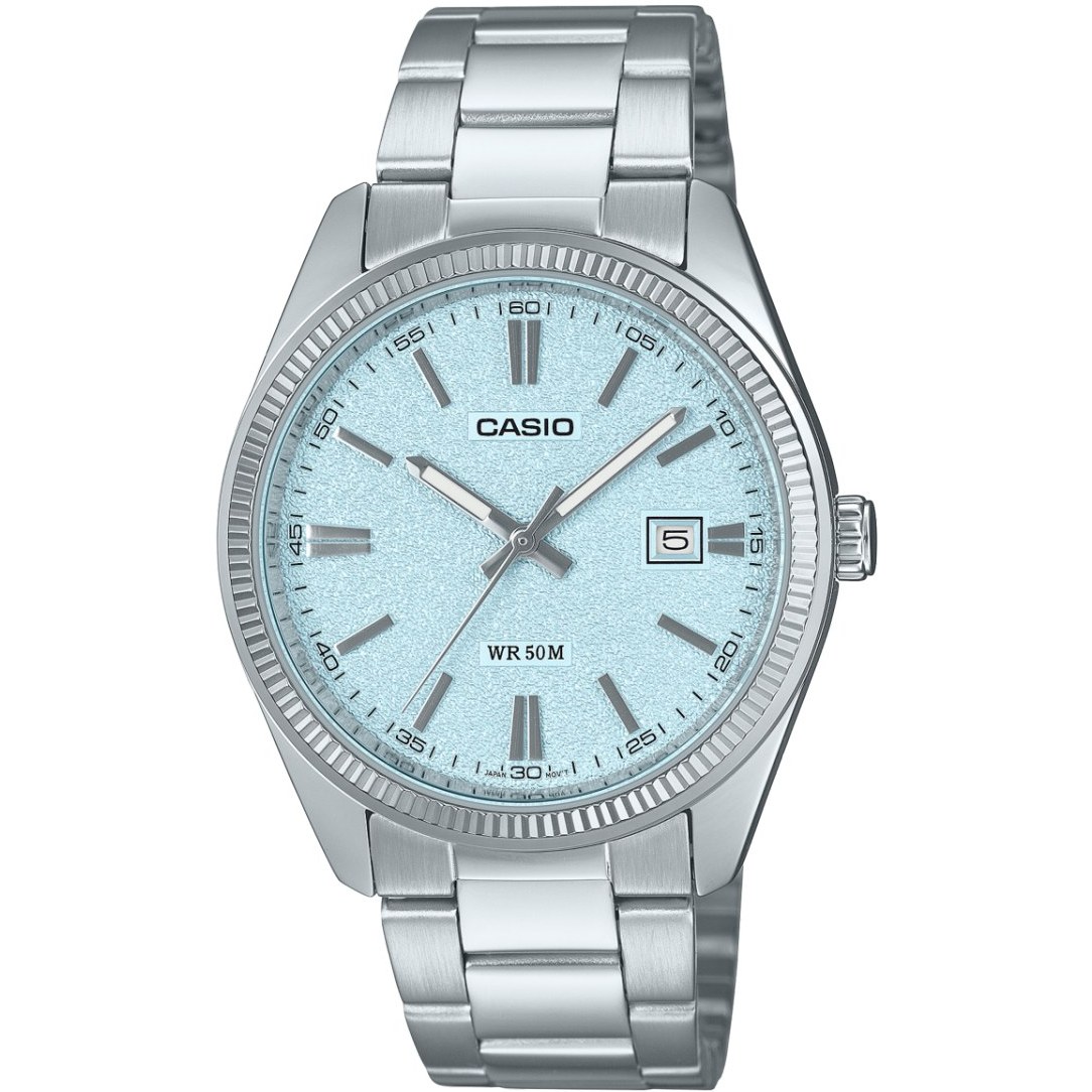ساعت مچی مردانه Casio مدل MTP-1302DA-2A2 | بند استیل نقره‌ای با صفحه آبی روشن کلاسیک