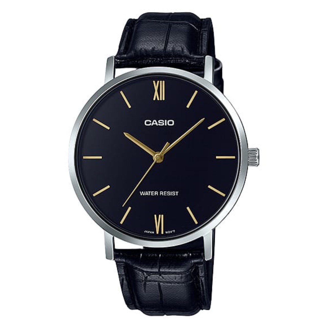 ساعت مچی مردانه Casio مدل MTP-VT01L-1B | بند چرمی مشکی و صفحه مشکی کلاسیک