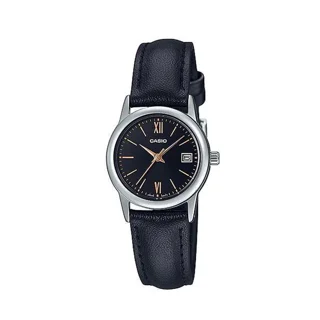 ساعت مچی زنانه Casio مدل LTP-V002L-1B3 | بند چرم مشکی و صفحه مشکی کلاسیک
