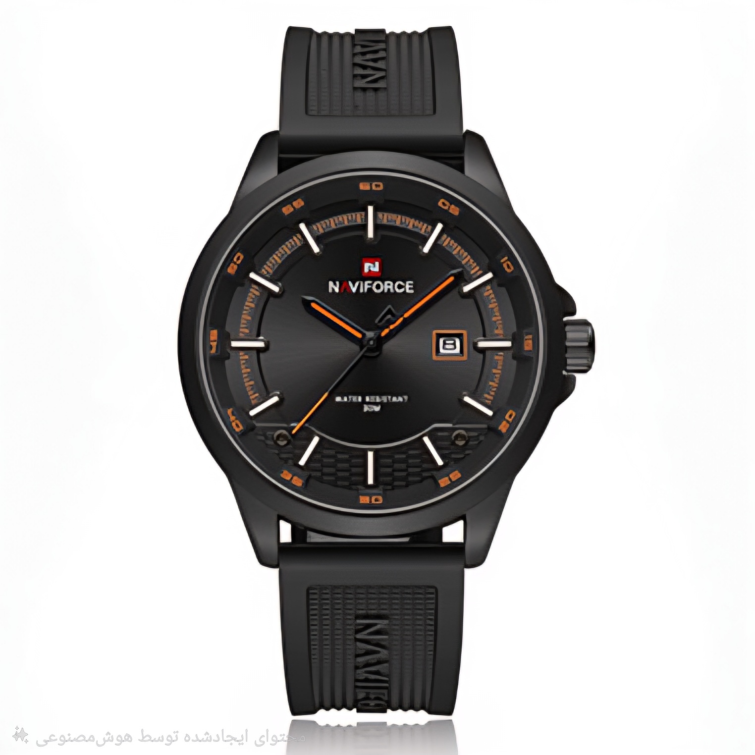 ساعت مچی مردانه Naviforce مدل NF9248 | بند سیلیکونی مشکی، صفحه مشکی نارنجی | اسپرت و مقاوم
