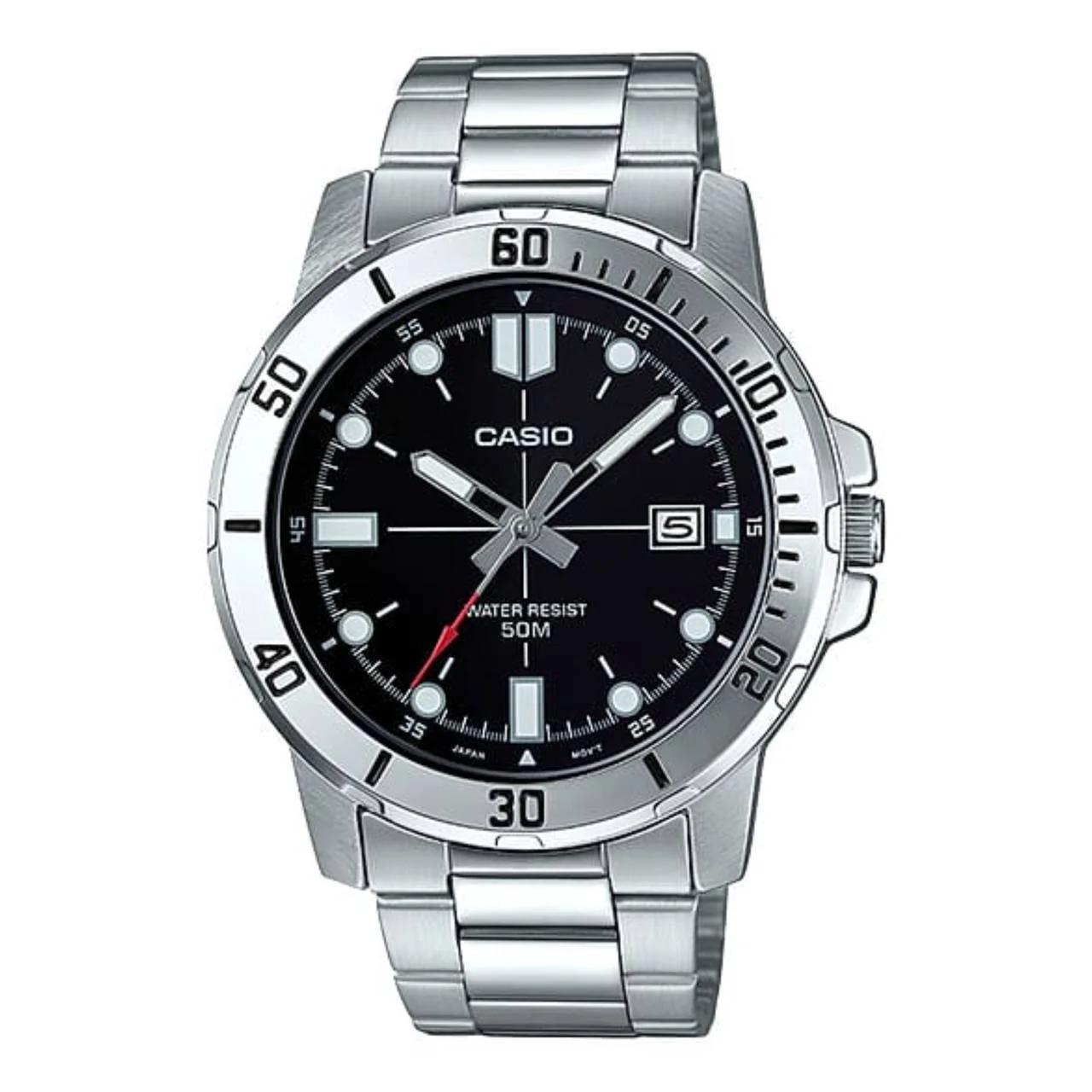 ساعت مچی مردانه کاسیو Casio MTP-VD01D-1E – بند استیل، صفحه مشکی، کلاسیک روزمره