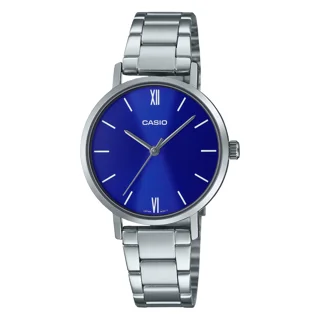 ساعت مچی زنانه Casio مدل LTP-VT02D-2AUDF | بند استیل نقره ای و صفحه آبی اسپرت