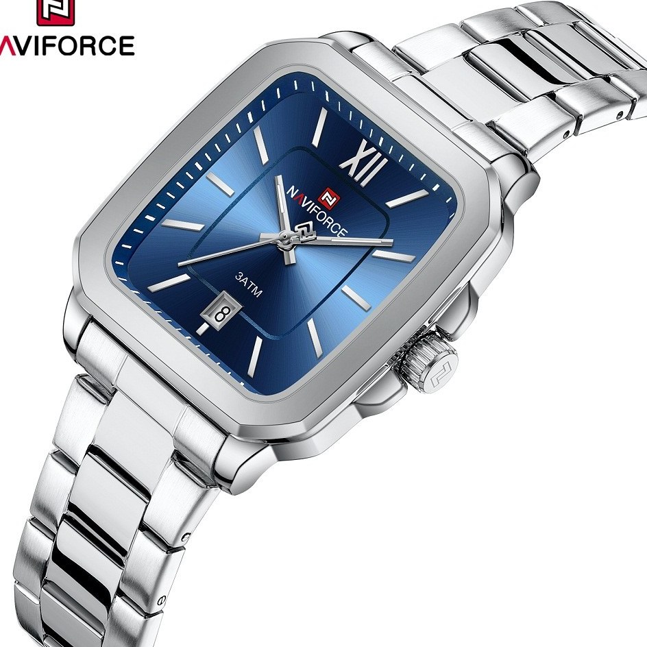 ساعت مچی مردانه Naviforce مدل NF9239 | بند استیل نقره ای ، صفحه آبی|کلاسیک
