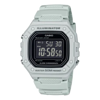 ساعت مچی Casio مدل W-218H-8b | بند رزینی سفید،صفحه مشکی، دیجیتال | اسپرت و مقاوم
