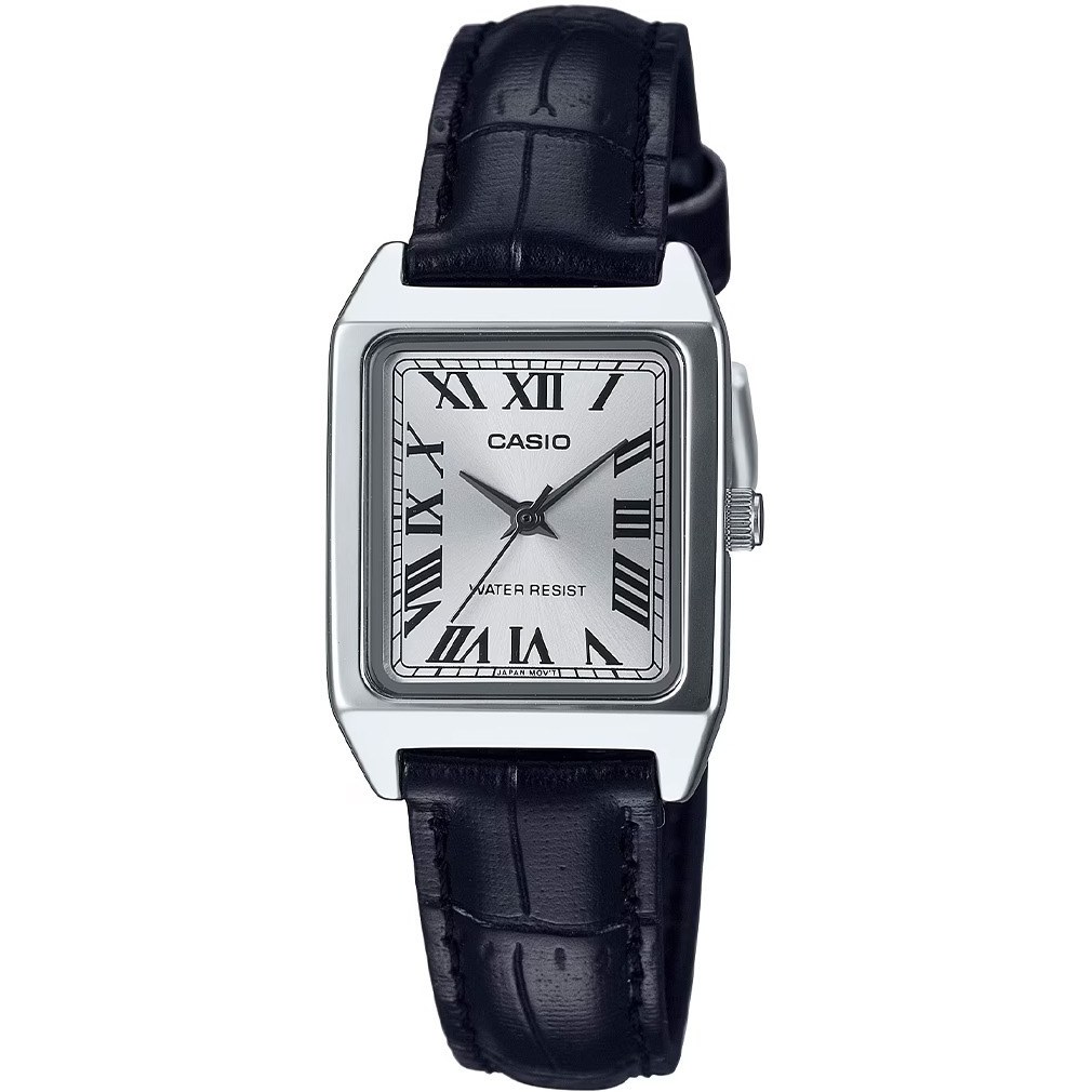 ساعت مچی زنانه Casio مدل LTP-V007L-7B1 | بند چرم مشکی ،صفحه سفید  | کلاسیک