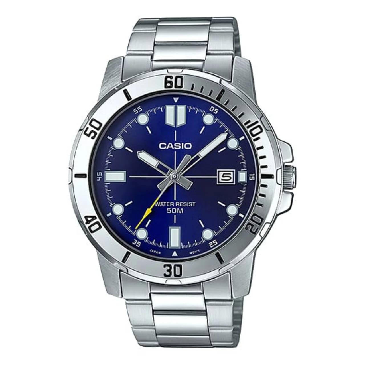 ساعت مچی مردانه کاسیو Casio MTP-VD01D-2E – بند استیل، صفحه آبی، کلاسیک روزمره