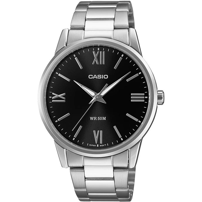 ساعت مچی مردانه کاسیو Casio MTP-1303DD-1A | بند استیل نقره‌ای، صفحه مشکی کلاسیک و رسمی