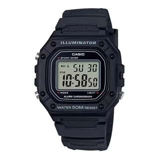 ساعت مچی Casio مدل W-218H-1AVDF | بند رزینی مشکی،صفحه سفید، دیجیتال | اسپرت و مقاوم
