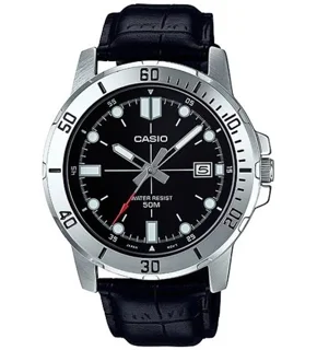 ساعت مچی مردانه کاسیو Casio MTP-VD01L-1E – بند چرم مشکی، صفحه مشکی، کلاسیک روزمره