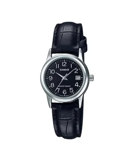 ساعت مچی زنانه Casio مدل LTP-V002L-1B | بند چرم مشکی و صفحه مشکی کلاسیک