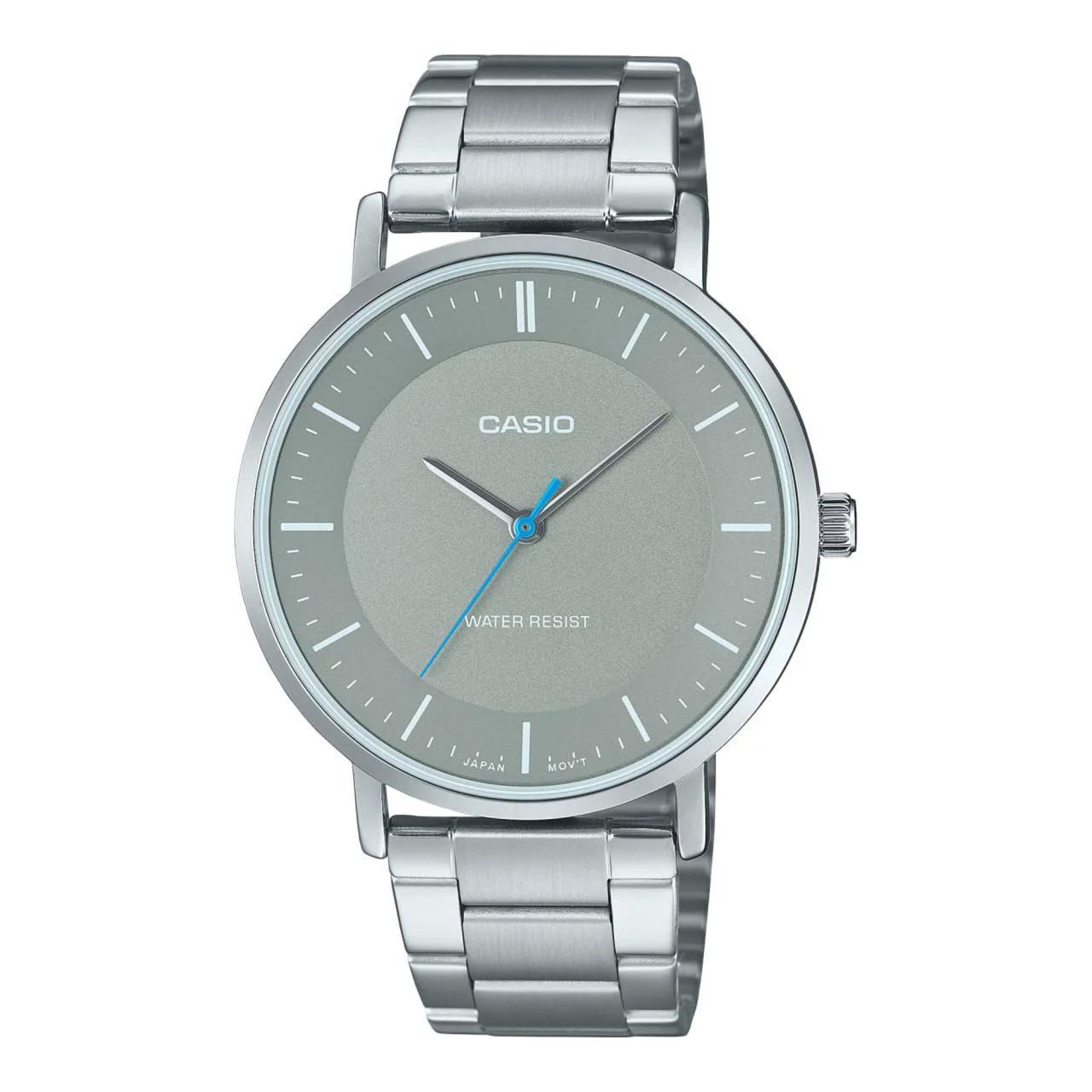 ساعت مچی مردانه کاسیو Casio MTP-VT04d-8EDF | بند استیل نقره‌ای، صفحه سبز، مینیمال