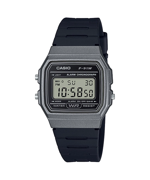 ساعت مچی Casio مدل F91WM-1BDF | بند رزینی مشکی و صفحه دیجیتال مشکی