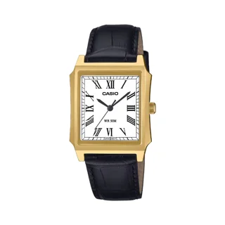 ساعت مچی مردانه کاسیو Casio MTP-B190GL-7B | بند چرم مشکی، صفحه سفید،قاب طلایی | کلاسیک و رسمی
