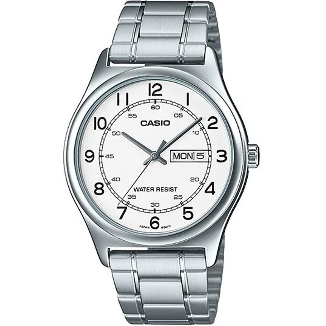 ساعت مچی مردانه کاسیو Casio MTP-V006D-7B2 | بند استیل نقره‌ای، صفحه سفید کلاسیک و رسمی
