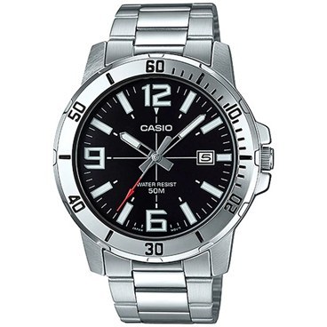 ساعت مچی مردانه کاسیو Casio MTP-VD01D-1B – بند استیل، صفحه مشکی، کلاسیک روزمره