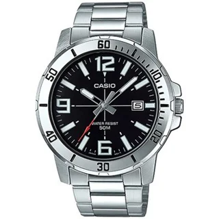 ساعت مچی مردانه کاسیو Casio MTP-VD01D-1B – بند استیل، صفحه مشکی، کلاسیک روزمره