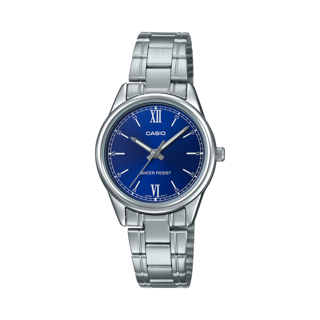 ساعت مچی زنانه Casio مدل LTP-V005D-2B2 | بند استیل نقره ای و صفحه سرمه ای | کلاسیک