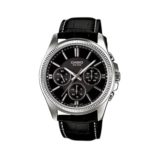 ساعت مچی مردانه Casio مدل MTP-1375L-1AVDF | بند چرمی مشکی با صفحه مشکی| سه موتور فعال