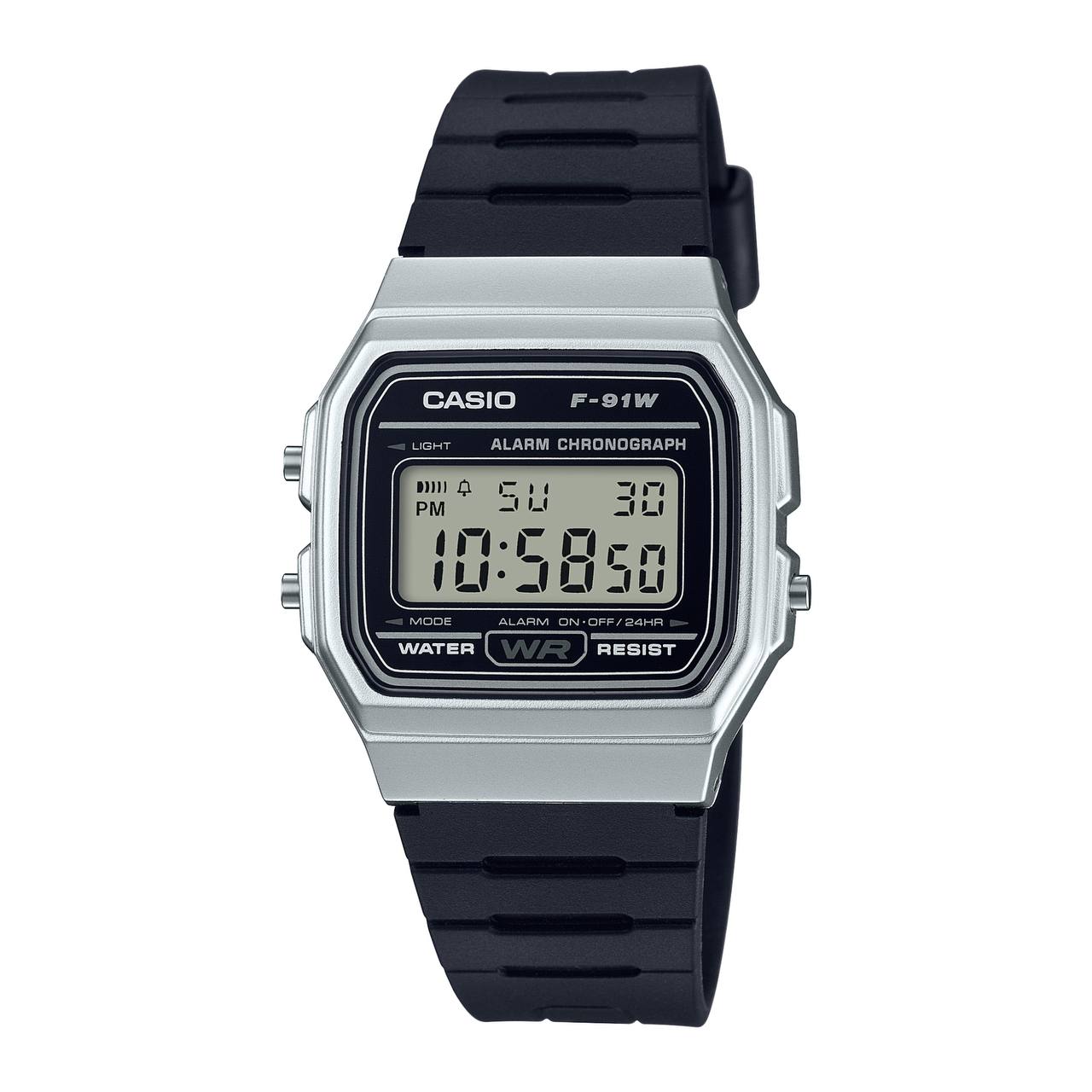 ساعت مچی  Casio مدل F-91WM-7ADF | بند رزینی مشکی و صفحه دیجیتال مشکی، قاب سفید