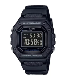 ساعت مچی Casio مدل W-218H-1BVDF | بند رزینی مشکی،صفحه مشکی، دیجیتال | اسپرت و مقاوم