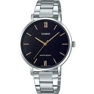 ساعت مچی زنانه Casio مدل LTP-VT01D-1BUDF | بند استیل نقره ای و صفحه مشکی اسپرت